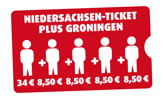 Niedersachsen-Ticket plus Groningen 5 Personen