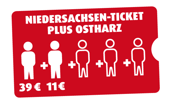 Niedersachsen-Ticket plus Ostharz 2 Personen