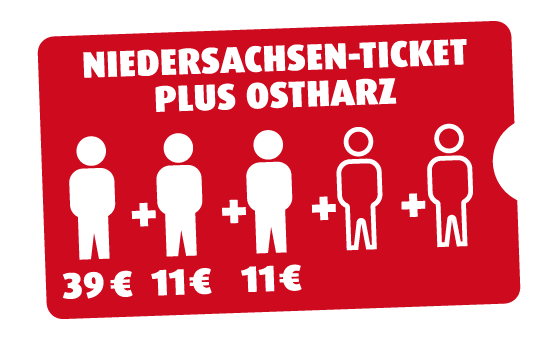 Niedersachsen-Ticket plus Ostharz 3 Personen