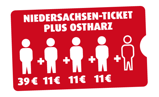 Niedersachsen-Ticket plus Ostharz 4 Personen